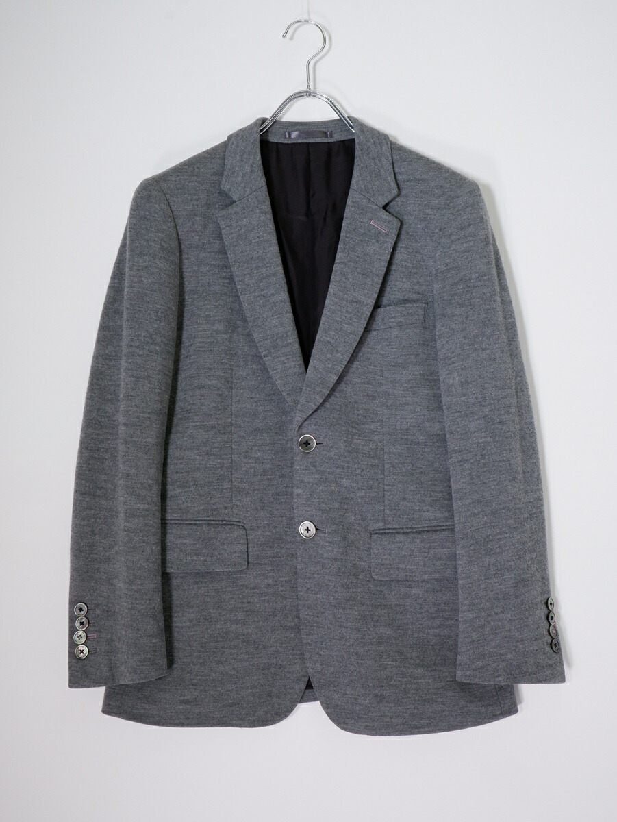 【百貨店SALE継続期間中尖んがり5倍!】Paul Smith極点スミス WOOL JERSEY TAILORED JACKET 羊毛ティーシャツ2Bテーラードジャケット【MJKA81904】【薄墨色】【S】【中古】【沖縄.離島以外 貨物輸送無料】【DM260512】