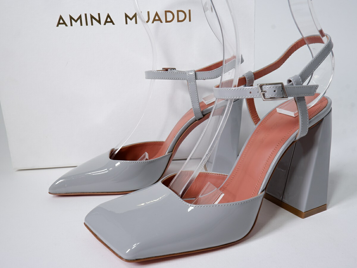 AMINA MUADDIアミナ モアディ CHARLOTTE PUMP 95mmブロックヒール パテント ストラップ サンダル未使用品【LFWA78305】【STEEL(グレー系)】【35】【未使用】【沖縄.離島以外 送料無料】【DM250520】画像