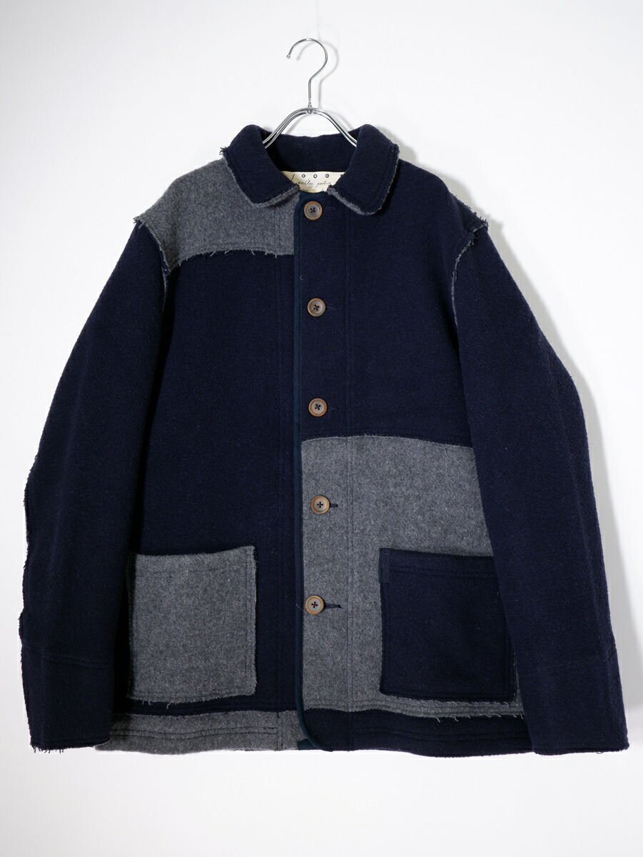 Pallas Palaceパラスパレス ダブルフェイスソフトウールメルトン カットオフデザイン カバーオールジャケット【LJKA81205】【ネイビー|グレー】【5】【中古】【沖縄.離島以外 送料無料】【DM260317】