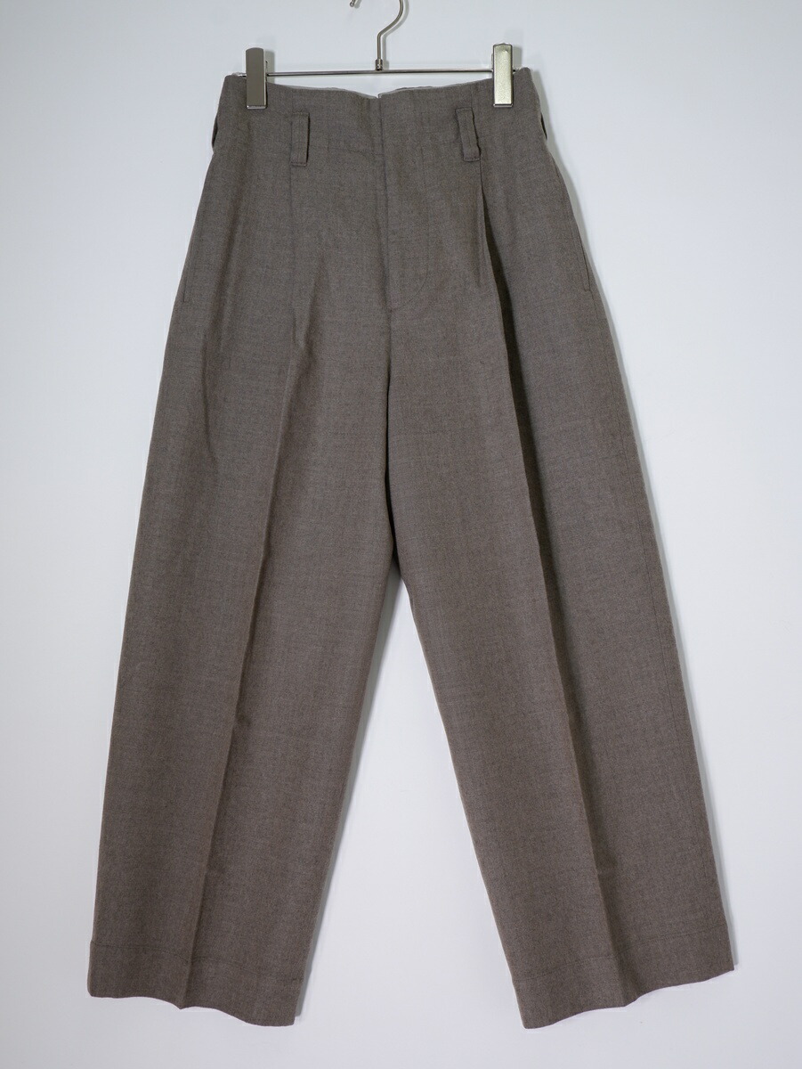 MARGARET HOWELLマーガレットハウエル LIGHT FLANNEL TROUSERS ライトフランネルウール ワイドトラウザーズ ズボン下【LPTA81006】【グレージュ系】【0】【中古】【沖縄.離島以外 貨物輸送無料】【DM260224】