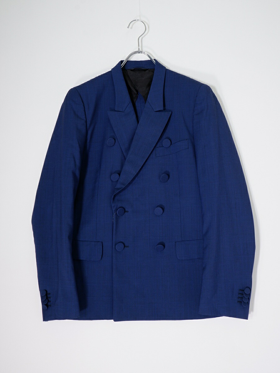 【百貨店SALE継続期間中尖んがり5倍!】Paul Smith極点スミス メイン伝達ルート ウールモヘヤ グレンチェックダブルブレストジャケット【MJKA81009】【ネイビーブルー系】【M】【中古】【沖縄.離島以外 貨物輸送無料】【DM260224】