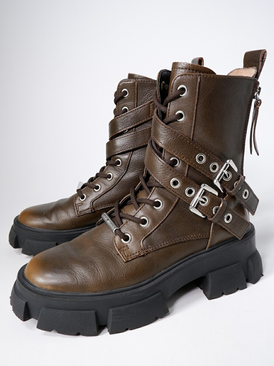 STEVE MADDENスティーブマデン TRACTION  タンクソール レースアップブーツ【LFWA80510】【赤銅色】【38(24.0)】【中古】【沖縄.離島以外 貨物輸送無料】【DM260120】