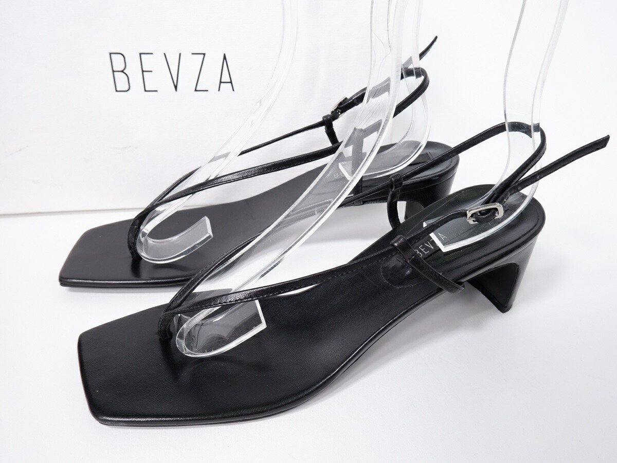 BEVZAベーザ Flip-flops 6cmヒールサンダル【LFWA80112】【ブラック】【39】【中古】【沖縄.離島以外 送料無料】【DM260310】