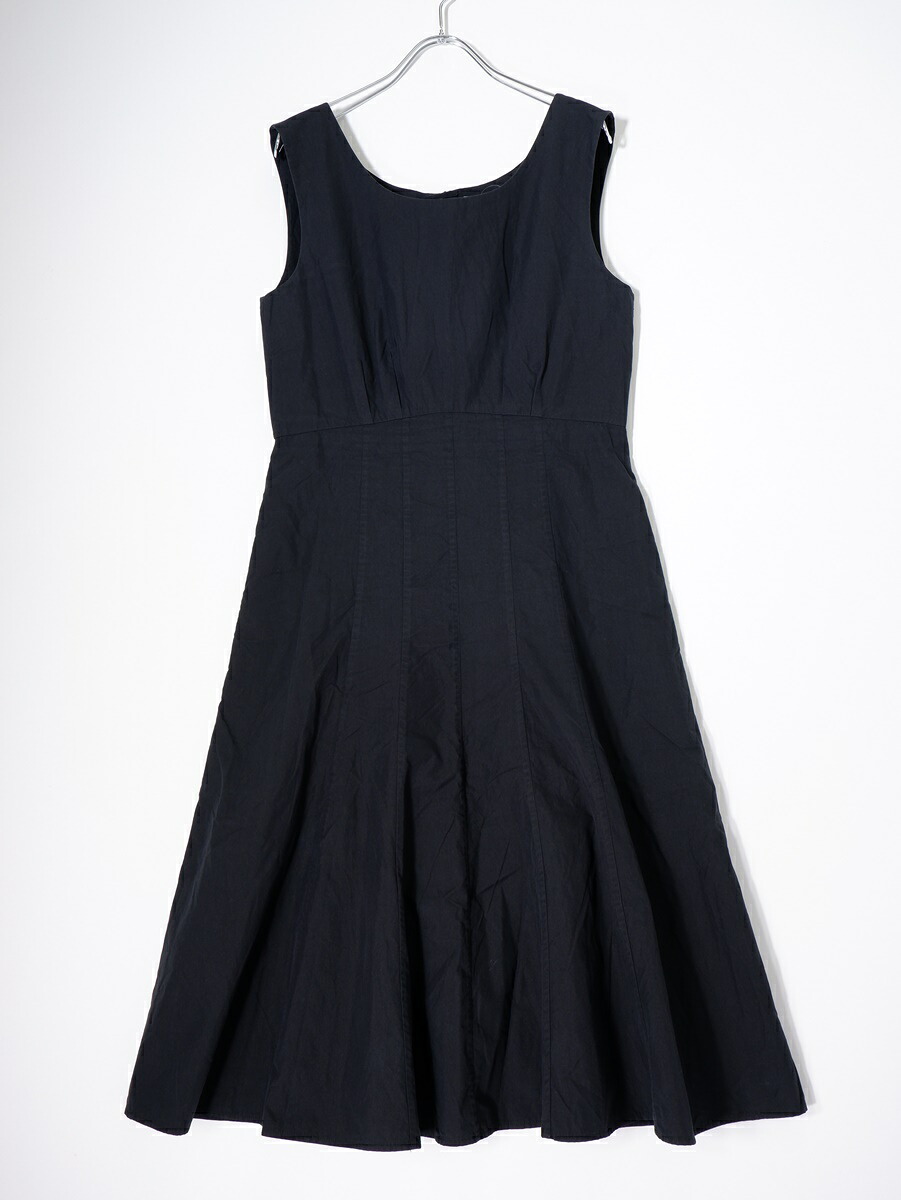 MARGARET HOWELLマーガレットハウエル コットンシルク ノースリーブパネルドレス ワンピース【LOPA78813】【ブラック】【2】【中古】【沖縄.離島以外 送料無料】【DM250722】