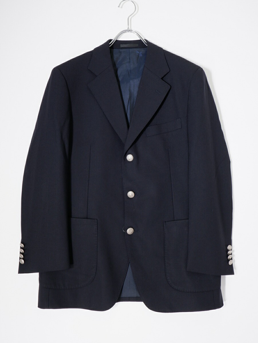 BURBERRY LONDONバーバリー ロンドン 日本製 ホースマーク刻印メタルボタン 羊毛ウール ブレザー テーラードジャケット【MJKA79313】【ネイビー】【90-78-165 A4】【中古】【沖縄.離島以外 送料無料】【DM250902】