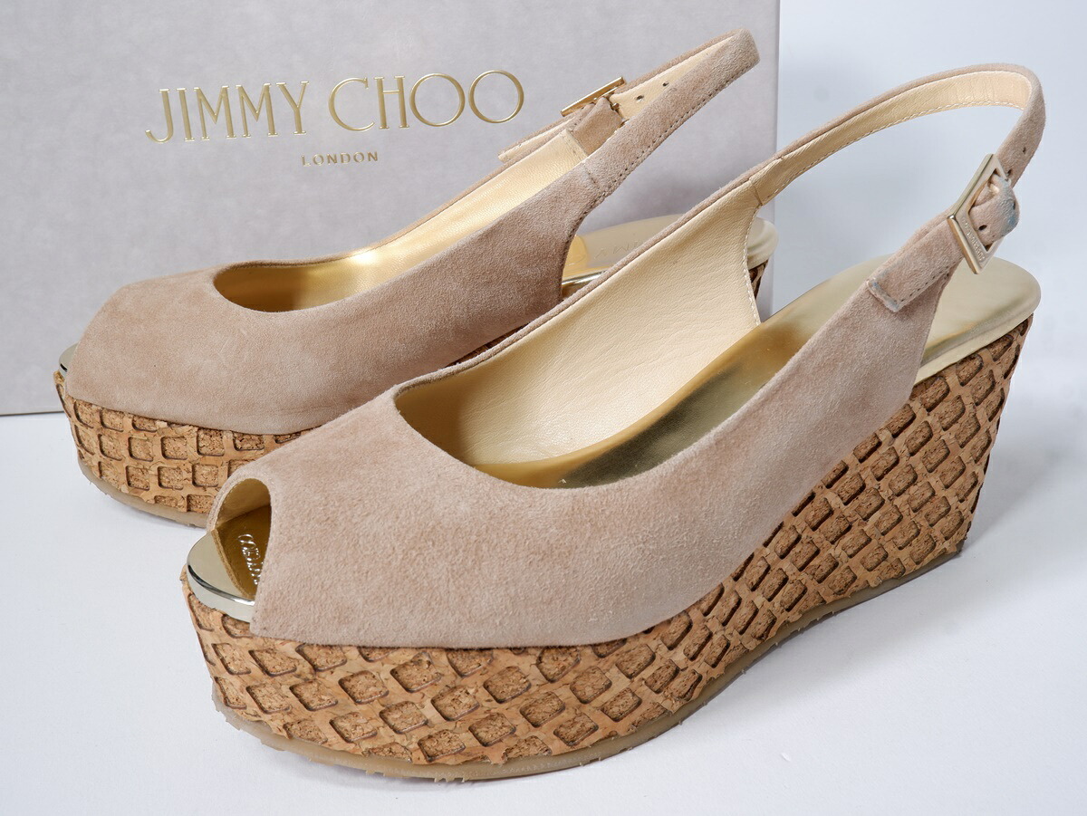 JIMMY CHOOジミーチュウ PRAISE ウェッジソールサンダル【LFWA76914】【NUDE】【34】【中古】【沖縄.離島以外 送料無料】【DM250318】
