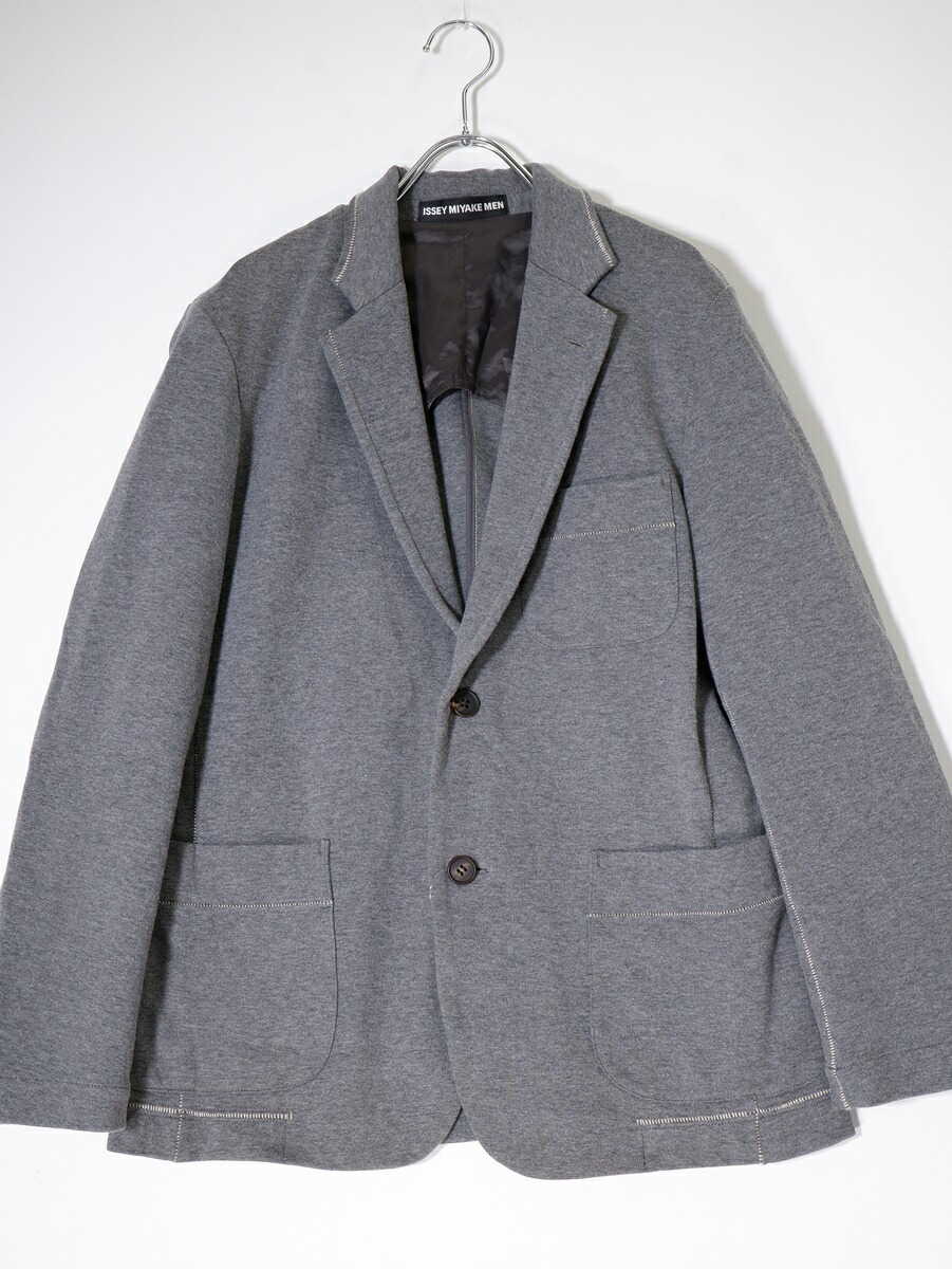 ISSEY MIYAKE MENイッセイミヤケ ステッチデザイン ジャージーテーラードジャケット【MJKA72822】【グレー】【2】【中古】【2点以上同時購入で送料無料】【DM231017】