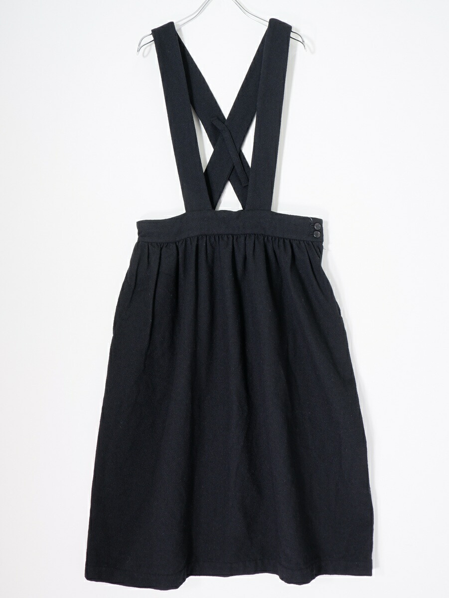 COMME des GARCONS GIRLコムデギャルソン うしろ帯 縮絨加工羊毛ポリ混 吊り前掛けスコート【LSKA80724】【黒いこと】【S】【中古】【沖縄.離島以外 貨物輸送無料】【DM260127】