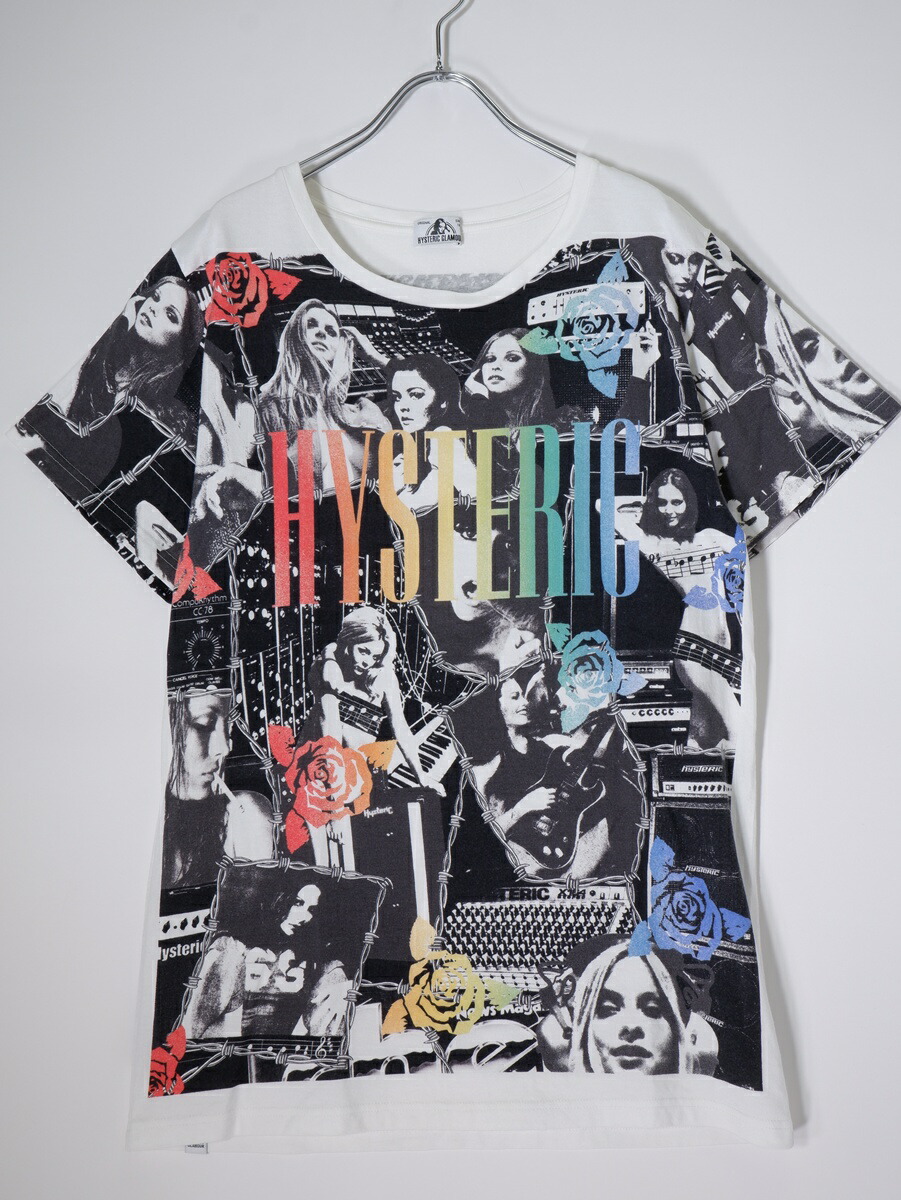 HYSTERIC GLAMOURヒステリックグラマー 総柄 ガール柄 Tシャツ【LTSA81126】【ホワイト】【フリー】【中古】【沖縄.離島以外 送料無料】【DM260331】