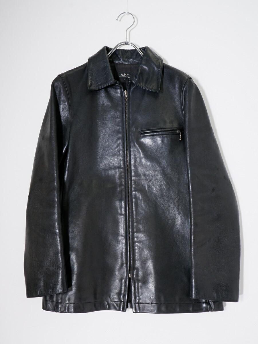 【希少】90s A.P.C. ジャケット フランス製 楽天市場】APC【アーペーセー】 90年代初期 フランス製 黒 牛革