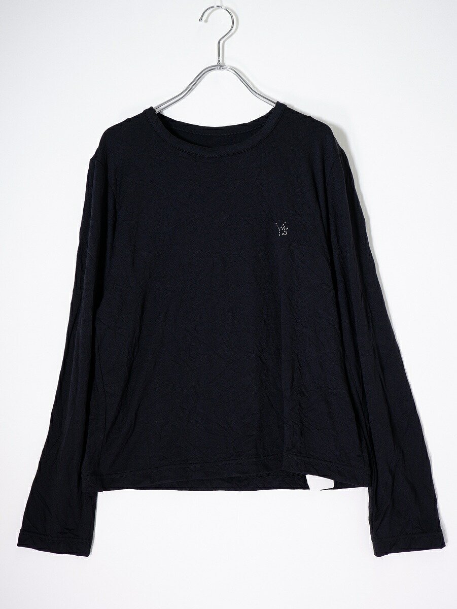 Y'sワイズ(ヨウジヤマモト) 2025SS WRINKLE JERSEY Y'S STITCH LONG T ワッシャー加工ロゴ刺繍ジャージーカットソーロングスリーブTシャツ【LTSA82528】【ブラック】【2】【中古】【沖縄.離島以外 送料無料】【DM260630】｜ブランド古着の買取販売 渋谷FILT