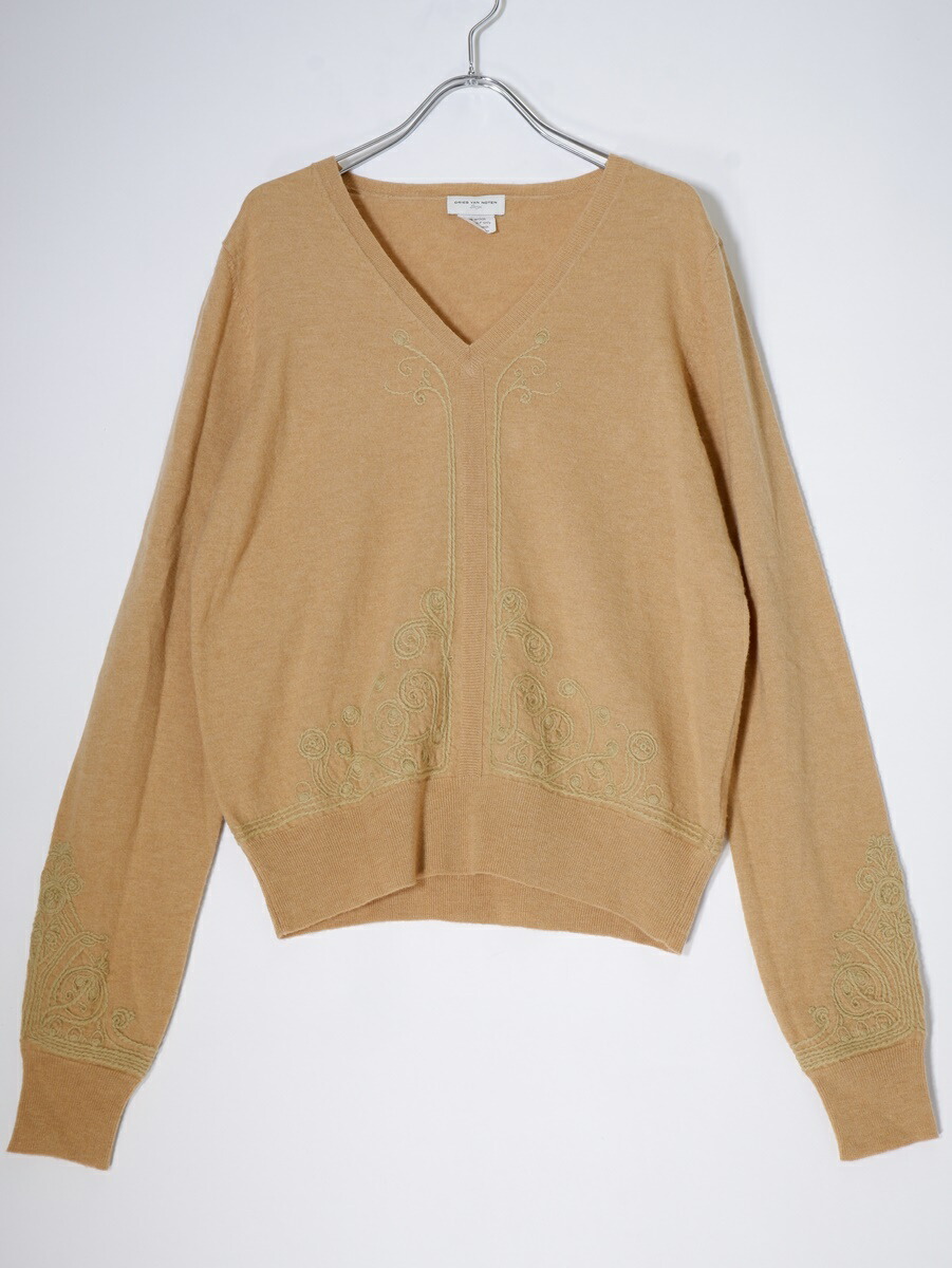 DRIES VAN NOTEN ベージュ Vネックニット DRIES VAN NOTEN(ドリスヴァンノッテン) Vネックニットベスト
