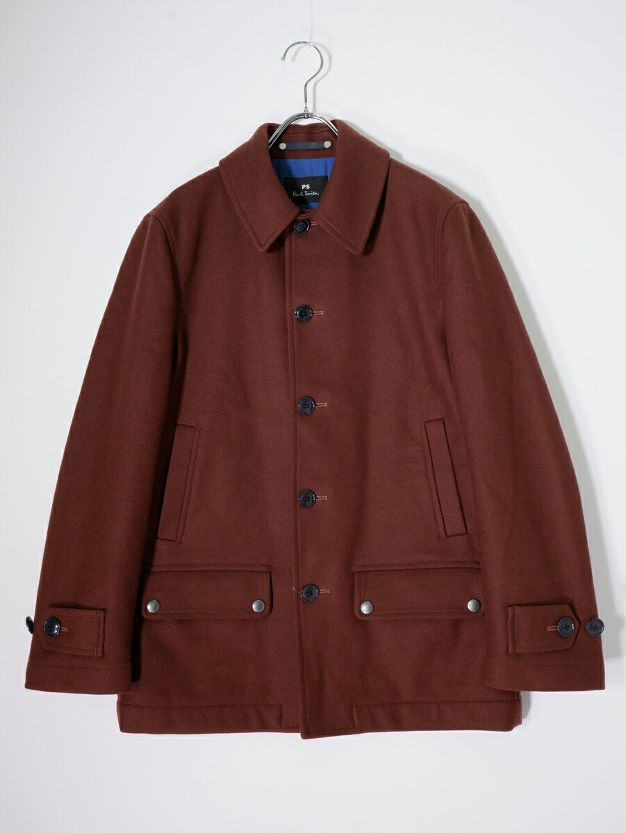 なおなお書き Paul Smithピーエス 極点スミス ウールカシミヤメルトンカバーオール シングル厚地の外套 上衣【MCTA80534】【赤銅色系】【S】【中古】【沖縄.離島以外 貨物輸送無料】【DM251230】 コート・ジャケット-メンズファッション