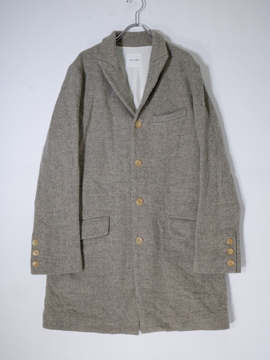 TOUJOURSトゥジュー ヘリンボーンツイードウール チェスターコート【LCTA77337】【グレージュ系】【2】【中古】【沖縄.離島以外 送料無料】【DM250204】｜ブランド古着の買取販売 渋谷FILT 10,668円