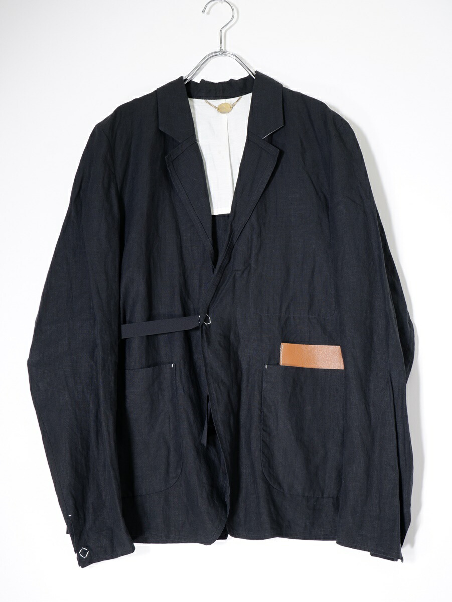 SALUE サルエ ヘリンボーン リネン ノーカラー ジャケット 1 SALUE サルエ ヘリンボーン リネン ノーカラー ジャケット 1