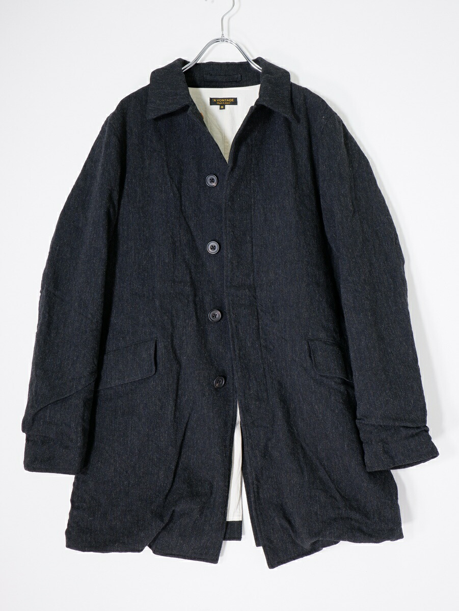 A VONTADEア ボンタージ Wrincle Mac Coat Wool Cotton British Sage ウールコットン ステンカラーマックコート【MCTA80738】【Charcoal（墨黒系）】【S】【中古】【沖縄.離島以外 送料無料】【DM260120】