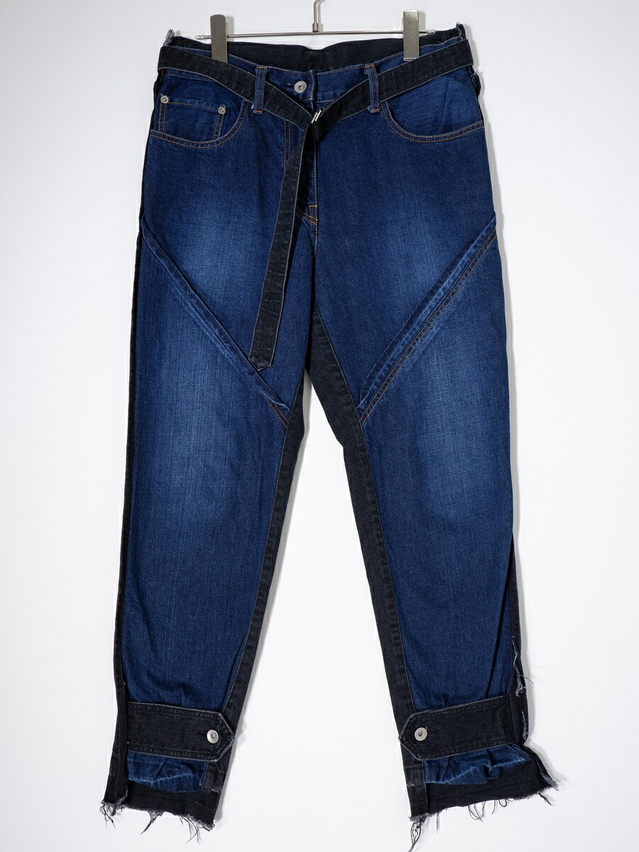 sacaiサカイ Cut Off Docking Denim 再構築カットオフドッキングデニムパンツ【LDNA79540】【インディゴ|ブラックウォッシュ】【1】【中古】【沖縄.離島以外 送料無料】【DM251021】