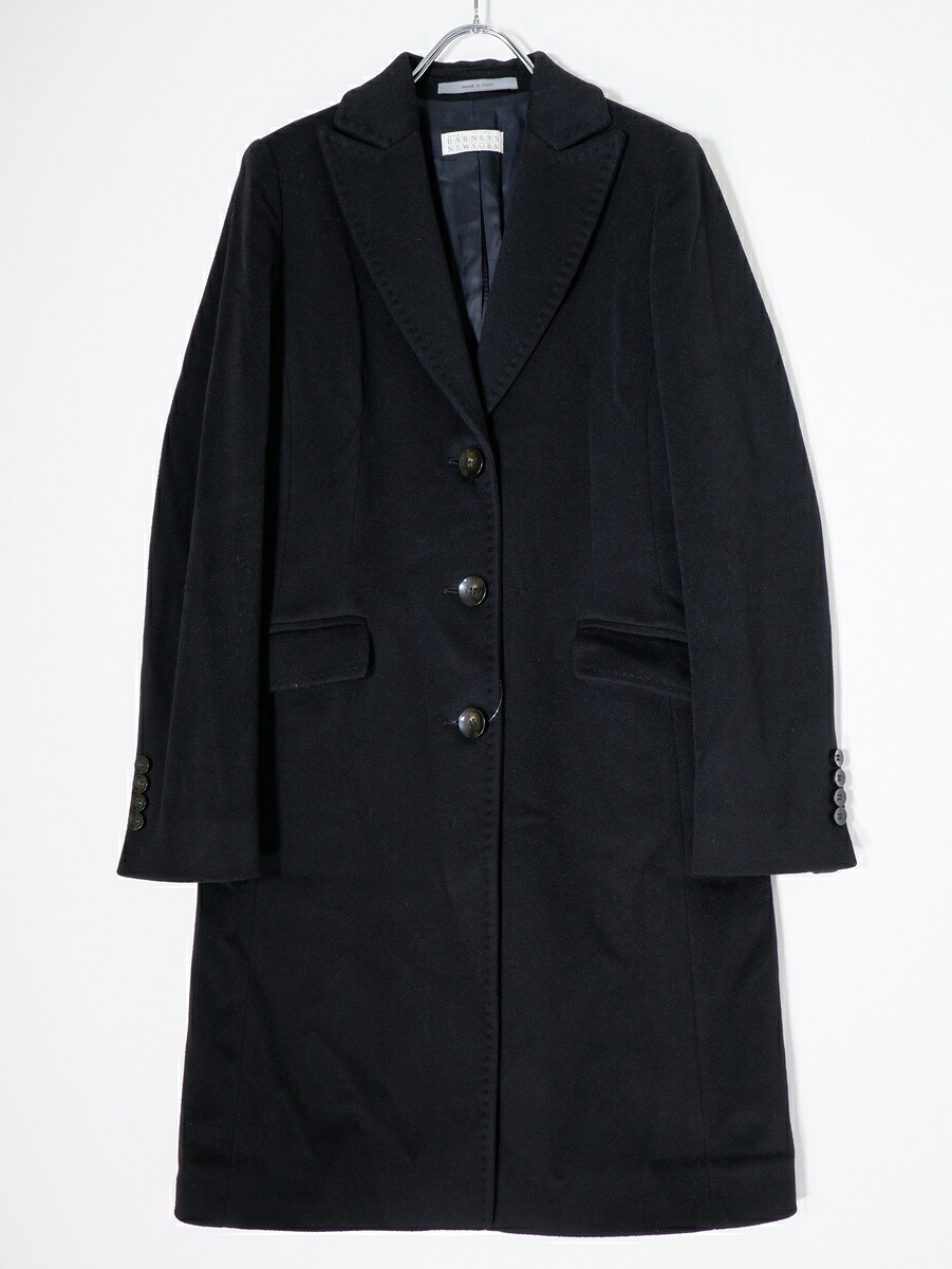 BARNEYS NEWYORKバーニーズ ニューヨーク イタリア製 Loro Pianaロロピアーナ生地 羊毛スーパーファインウールチェスターコート【LCTA80542】【ブラック】【38】【中古】【沖縄.離島以外 送料無料】【DM251230】