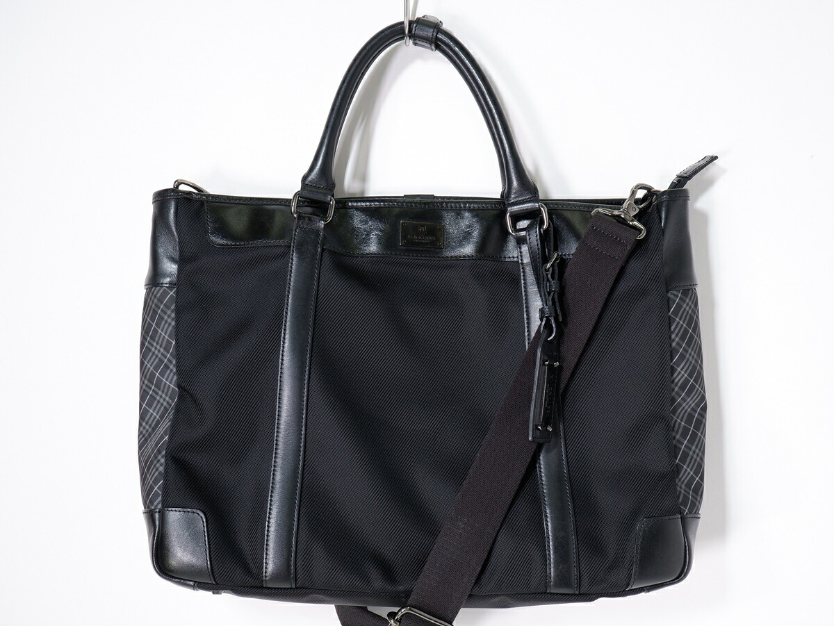 BLACK LABEL CRESTBRIDGEブラックレーベル クレストブリッジ ナイロン×レザー サイドチェック 2WAYショルダービズネスバッグ【MBGA81143】【ブラック】【-】【中古】【沖縄.離島以外 送料無料】【DM260331】 12,089円