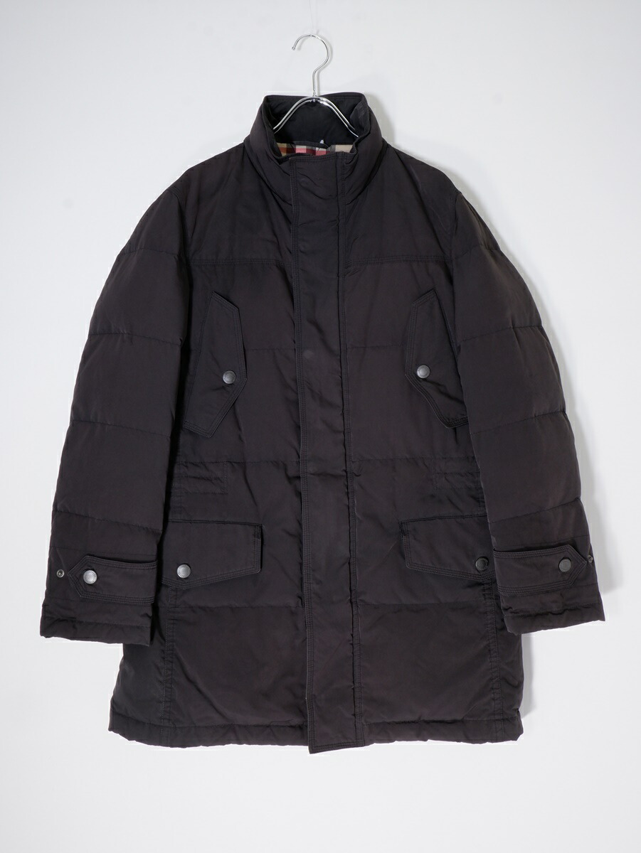 水鳥天然ダウン定価15万●BURBERRY LONDON●ダウンジャケットM BURBERRY (バーバリー) リバーシブル チェック＆無地 ダウンジャケット