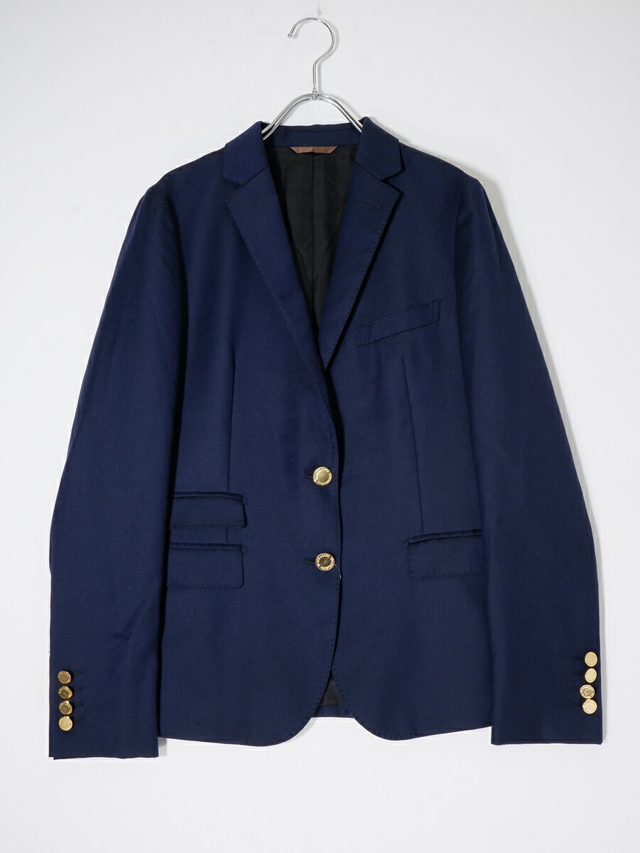 BLACK LABEL CRESTBRIDGEブラックレーベル クレストブリッジ レディース MIYUKIKEORI 羊毛ウール 金ボタンブレザージャケット【LJKA77245】【ネイビー】【4】【中古】【沖縄.離島以外 送料無料】【DM250128】