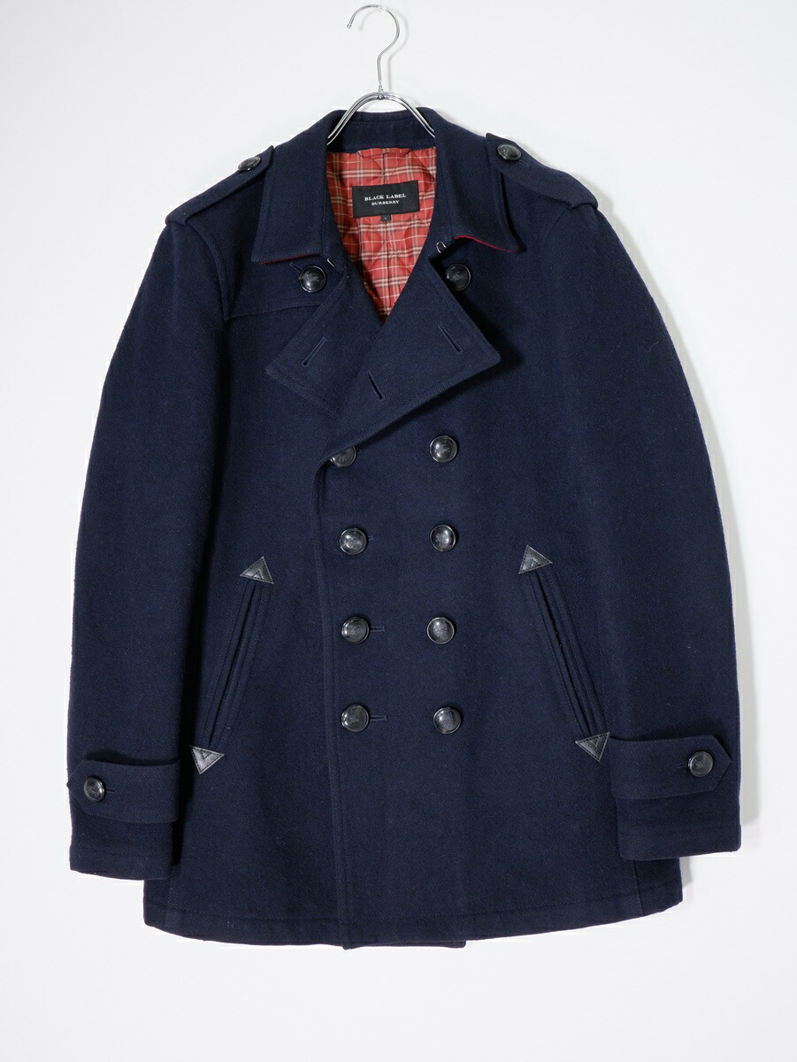 BURBERRY BLACK LABELバーバリー 黒いこと付け紙 裏地照合のしるしキルティング 導管目じるし目じるし名取り草 ミリタリーナポレオン１世P厚地の外套【MCTA80145】【米国海軍】【L】【中古】【沖縄.離島以外 貨物輸送無料】【DM251209】 コート・ジャケット-メンズファッション