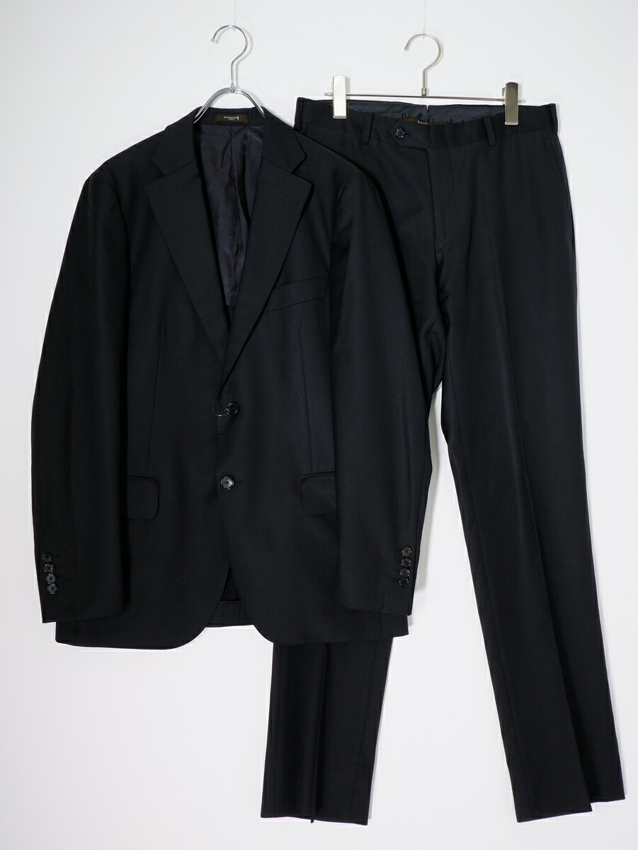 MACKINTOSH LONDONマッキントッシュ ロンドン NEW BRIDGE 高級イタリア製ウール生地使用 セットアップスーツ ジャケットパンツ【MSTA81145】【ブラック】【40R(94-80-175)】【中古】【沖縄.離島以外 送料無料】【DM260407】