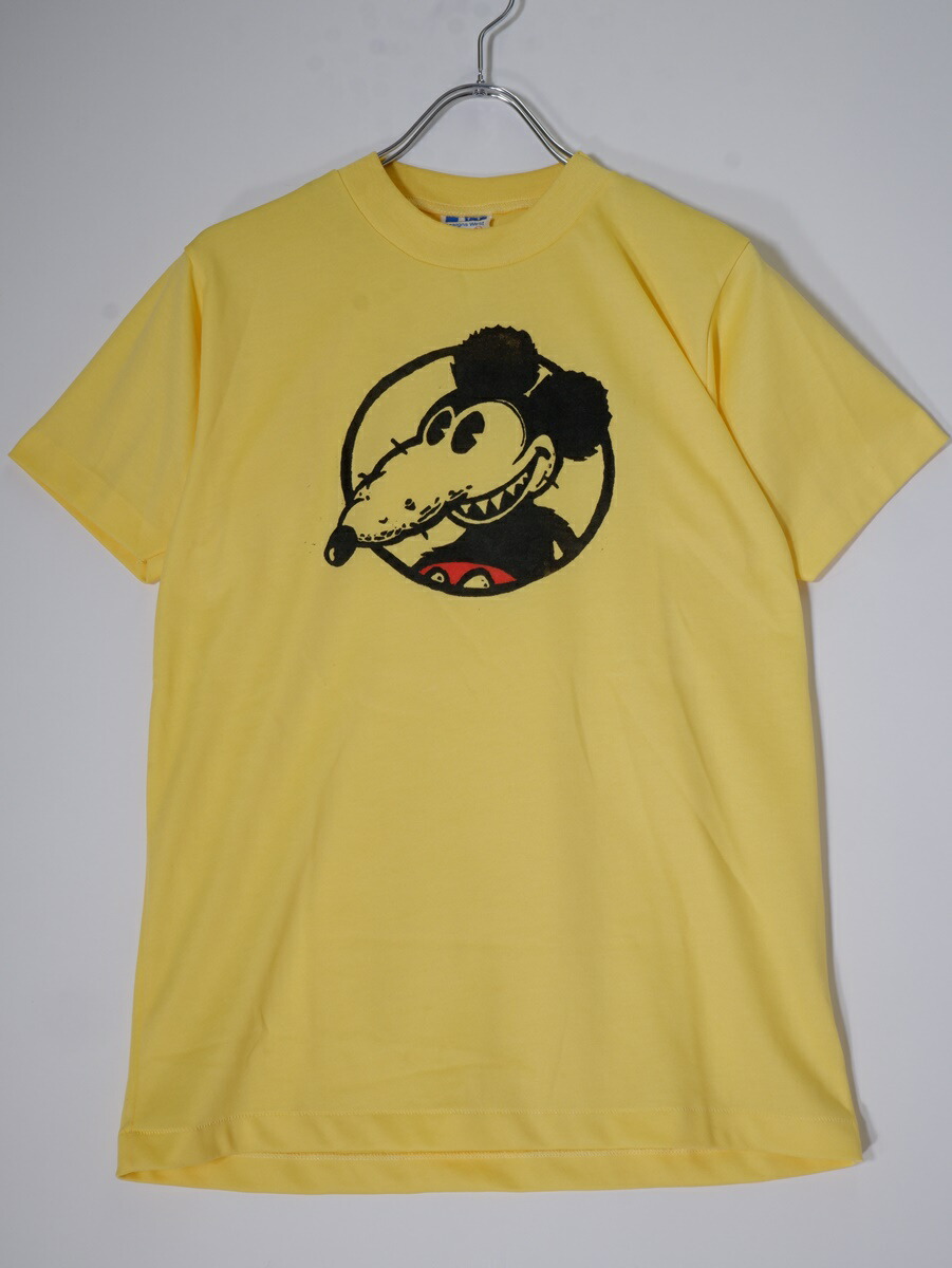 VINTAGEヴィンテージ品 80’s 80年代 Robert Armstrong Mickey Ratミッキーラット Tシャツ【MTSA78748】【イエロー】【M】【中古】【沖縄.離島以外 送料無料】【DM250708】