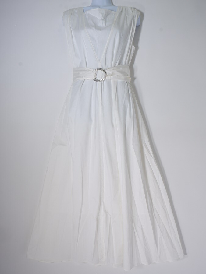 ADEAM 23年 Ellsworth Dress プリーツ ニット切替 ドレス ワンピース 43317 ネイビー S (192592