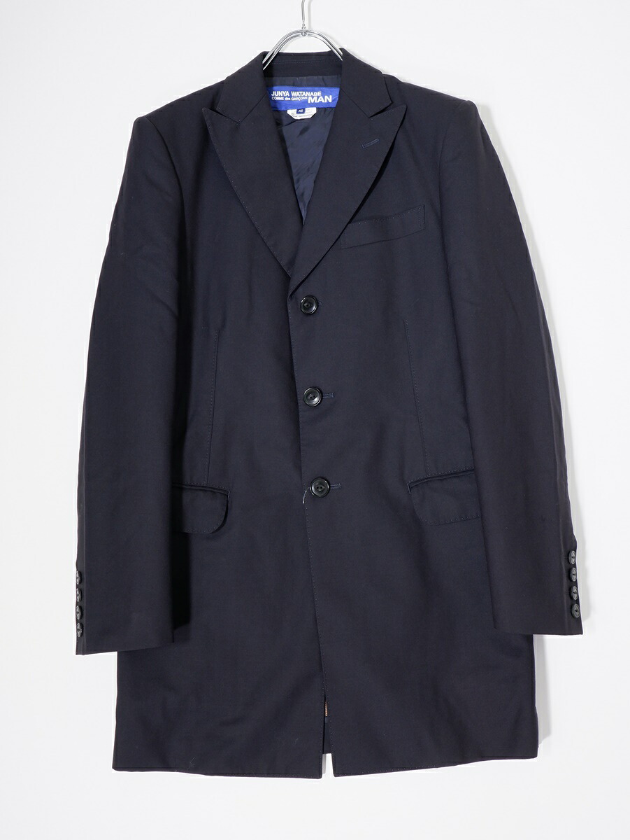 JUNYA WATANABE MANジュンヤ ワタナベ マン 裏地カモ迷彩柄 ウールギャバジンチェスターコート【MCTA78952】【ネイビー】【XS】【中古】【沖縄.離島以外 送料無料】【DM250812 】|ブランド古着の買取販売 渋谷FILT