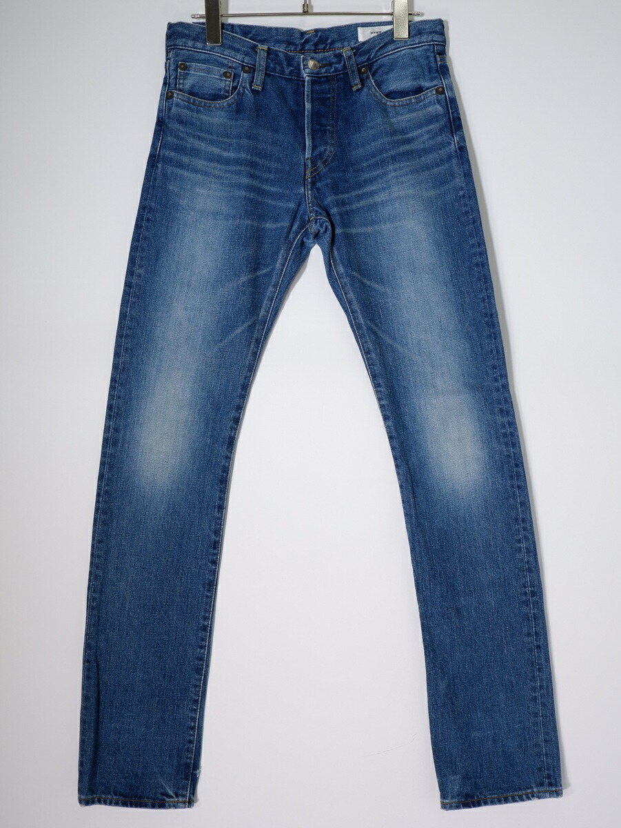 【百貨店SALE継続期間中尖んがり5倍!】HYKE山歩き TIGHT STRAIGHT DENIM ユーズド製作タイトストレートデニムパンツ【LDNA81060】【インディゴ】【27】【中古】【沖縄.離島以外 貨物輸送無料】【DM260303】