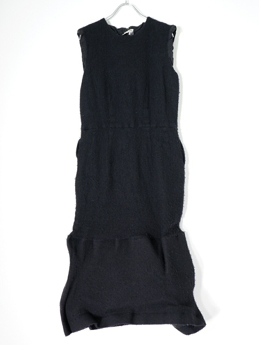 COMME des GARCONSコムデギャルソン 2020AW BLACK ROSE期 ウール縮絨ノースリーブ裾立体ワンピース【LOPA80660】【ブラック】【S】【中古】【沖縄.離島以外 送料無料】【DM260210】