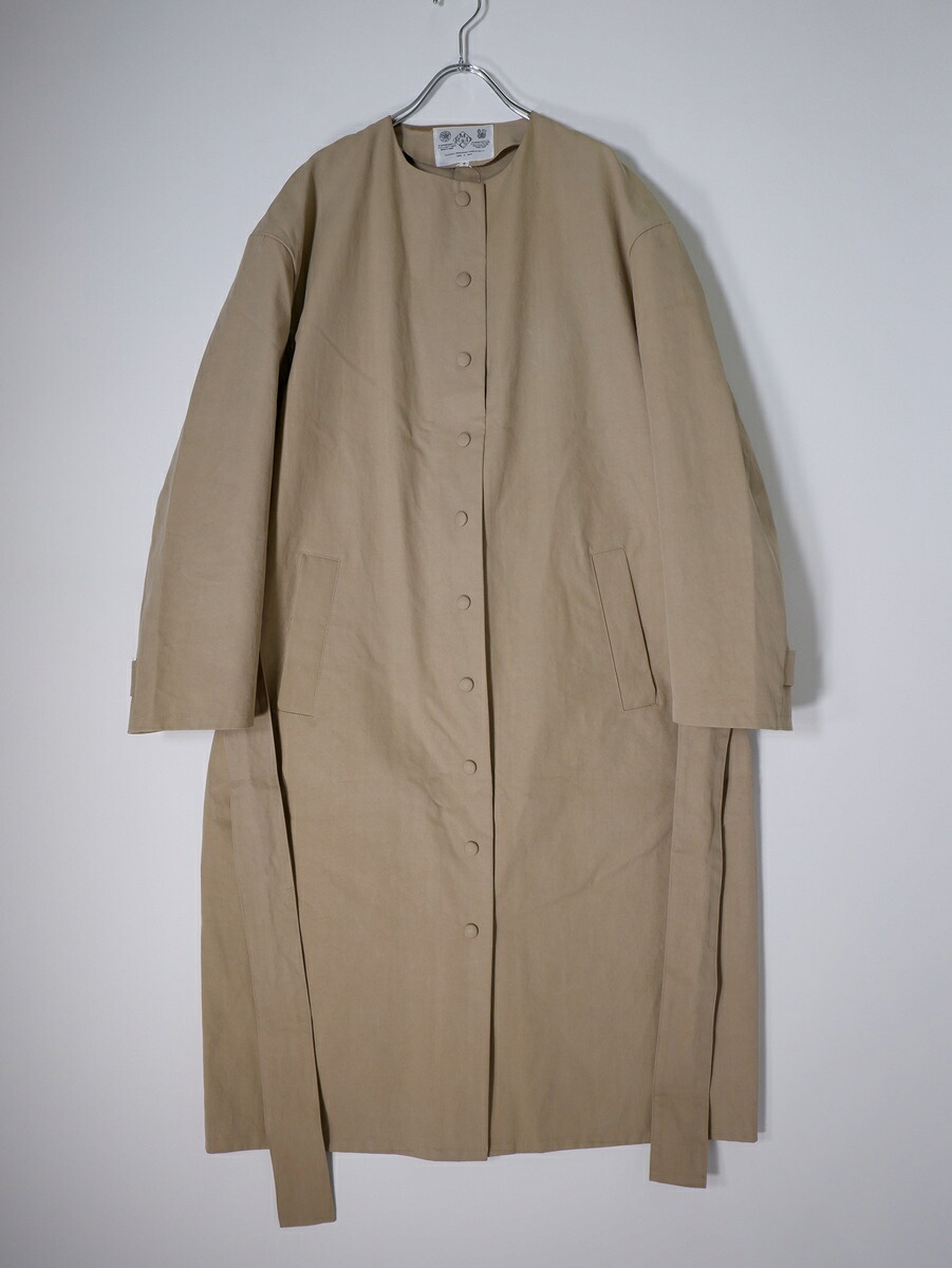 R&D.M.Co-オールドマンズテーラーOLDMAN'S TAILOR ガーメントダイ ベルテッドノーカラーコート【LCTA82765】【ベージュ】【S】【中古】【沖縄.離島以外 送料無料】【DM260714】|ブランド古着の買取販売 渋谷FILT