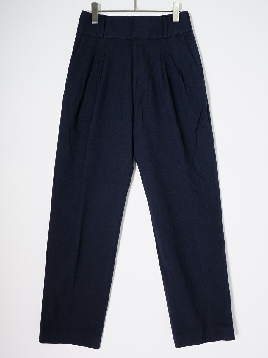 MARGARET HOWELLマーガレットハウエル FOX BROTHERS ウールタックトラウザーズ パンツ【LPTA81068】【ネイビー】【2】【中古】【沖縄.離島以外 送料無料】【DM260303】