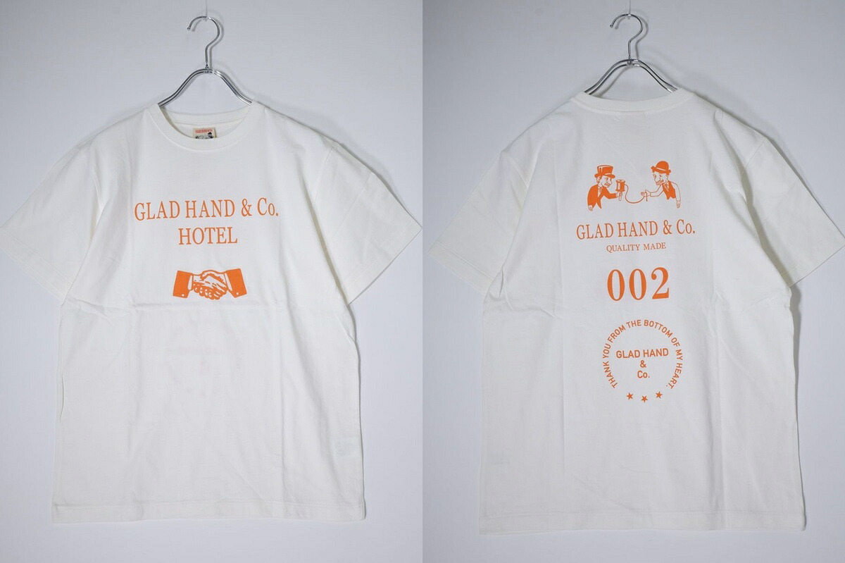 GLAD HANDグラッドハンド GH-MEMBER'S T-SHIRT 002 Tシャツ新品【MTSA80470】【白|オレンジ】【M】【未使用】【沖縄.離島以外 送料無料】【DM260217】
