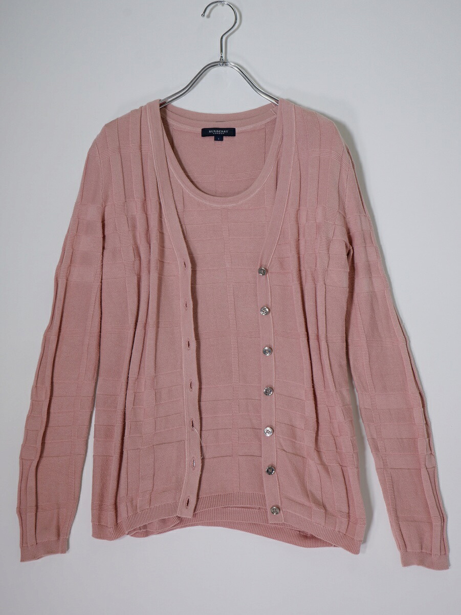 BURBERRY LONDONバーバリー 英国の首都 日本製 シャドービッグチェック織 合奏団編み物 ジレー【LKNA82071】【サクラ色】【1】【中古】【沖縄.離島以外 貨物輸送無料】【DM260602】