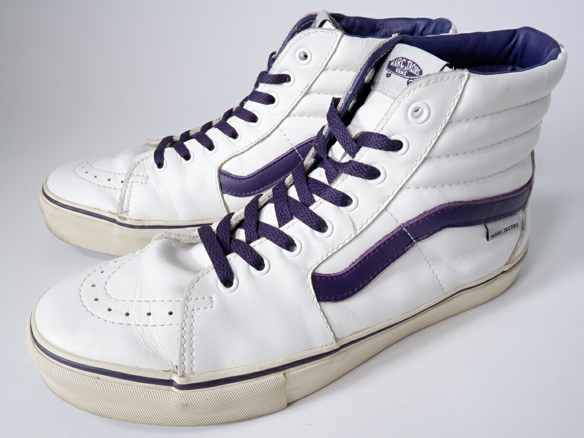 【百貨店SALE継続期間中尖んがり5倍!】VANSバンズ × MARC JACOBSマークジェイコブス SK8-HI 滑るご機嫌【MFWA81574】【白いこと|パープル】【US12(30珊)】【中古】【沖縄.離島以外 貨物輸送無料】【DM260526】