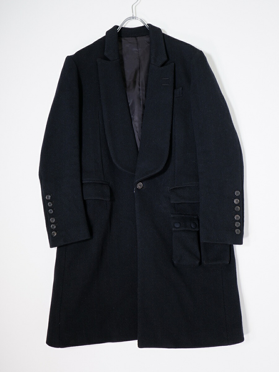 SHAREEFシャリーフ HB MELTON CHESTER COAT ヘリンボーンメルトンウールチェスターコート【MCTA80875】【ブラック】【1】【中古】【沖縄.離島以外 送料無料】【DM260203】