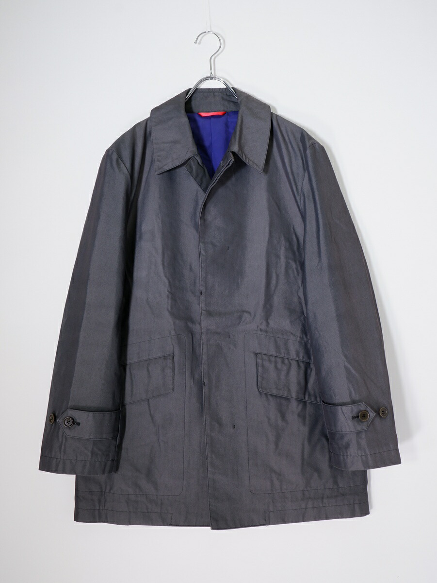 【百貨店SALE継続期間中尖んがり5倍!】PAUL SMITH LONDON極点スミス 英国の首都 密集して綿織物ポリ 裏地パープル ステンカラー厚地の外套【MCTA82075】【薄墨色】【M】【中古】【沖縄.離島以外 貨物輸送無料】【DM260526】