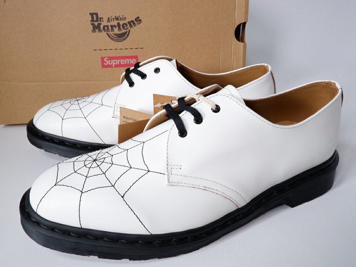 【百貨店SALE継続期間中尖んがり5倍!】SUPREMEシュプリーム × Dr.Martens Spiderweb 3 Eye Shoeお医者さんマーチン スパイダーウェブ シューズ新品【MFWA81581】【白いこと】【US12(30珊)】【未当て嵌める】【沖縄.離島以外 貨物輸送無料】【DM260526】