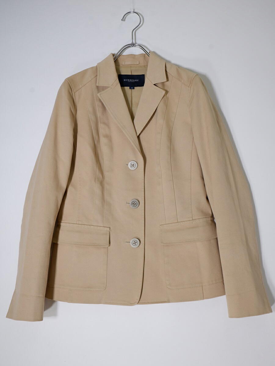 BURBERRY LONDON/バーバリー ロンドン ロゴメタルボタン コットンストレッチジャケット【LJKA74882】【ベージュ】【38】【中古】【沖縄.離島以外 送料無料】【DM240501】