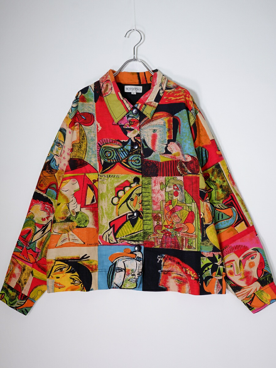 【百貨店SALE継続期間中尖んがり5倍!】VINTAGE.ヴィンテージ品 KAKTUSサボテン 80年月日 80’s パブロ・ピカソ Picasso ティーシャツ上衣【LJKA82182】【マルチ色合い】【L】【中古】【沖縄.離島以外 貨物輸送無料】【DM260526】