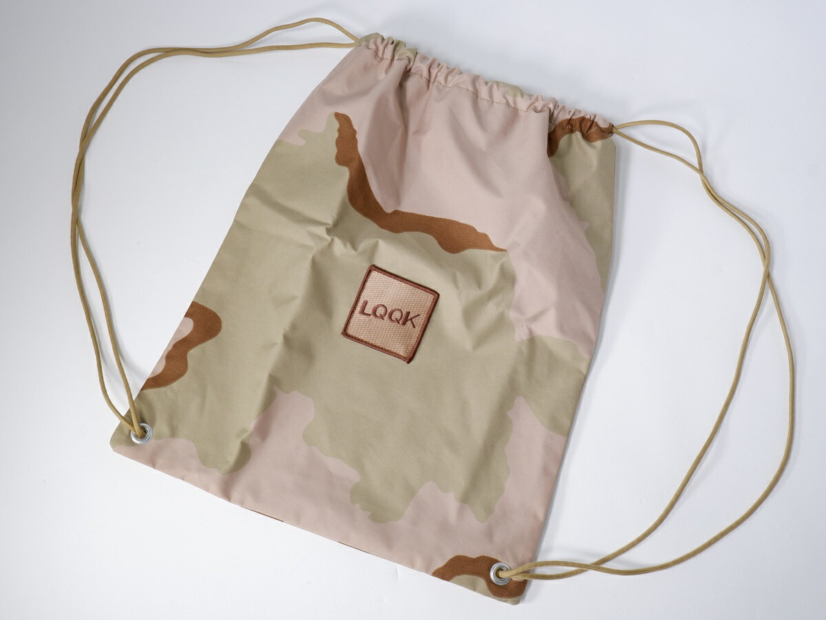 【百貨店SALE継続期間中尖んがり5倍!】LQQK STUDIOルック制作室 CAMO DRAWSTRING BAG背嚢 御徒面子 背嚢 うしろ側風呂敷き包み【MBGA80191】【ベージュ】【-】【中古】【沖縄.離島以外 貨物輸送無料】【DM260127】