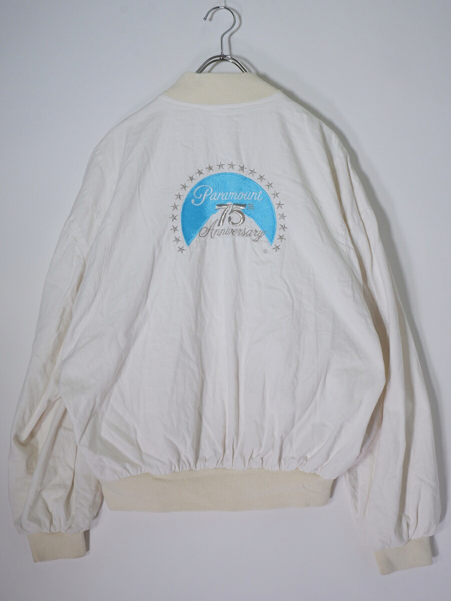 VINTAGE.ヴィンテージ品 80&rsquo;s 80年代 アメリカ製 パラマウント・ピクチャーズ75周年コットンスタジャン【MJKA82691】【ホワイト】【L】【中古】【沖縄.離島以外 送料無料】【DM260707】｜ブランド古着の買取販売 渋谷FILT