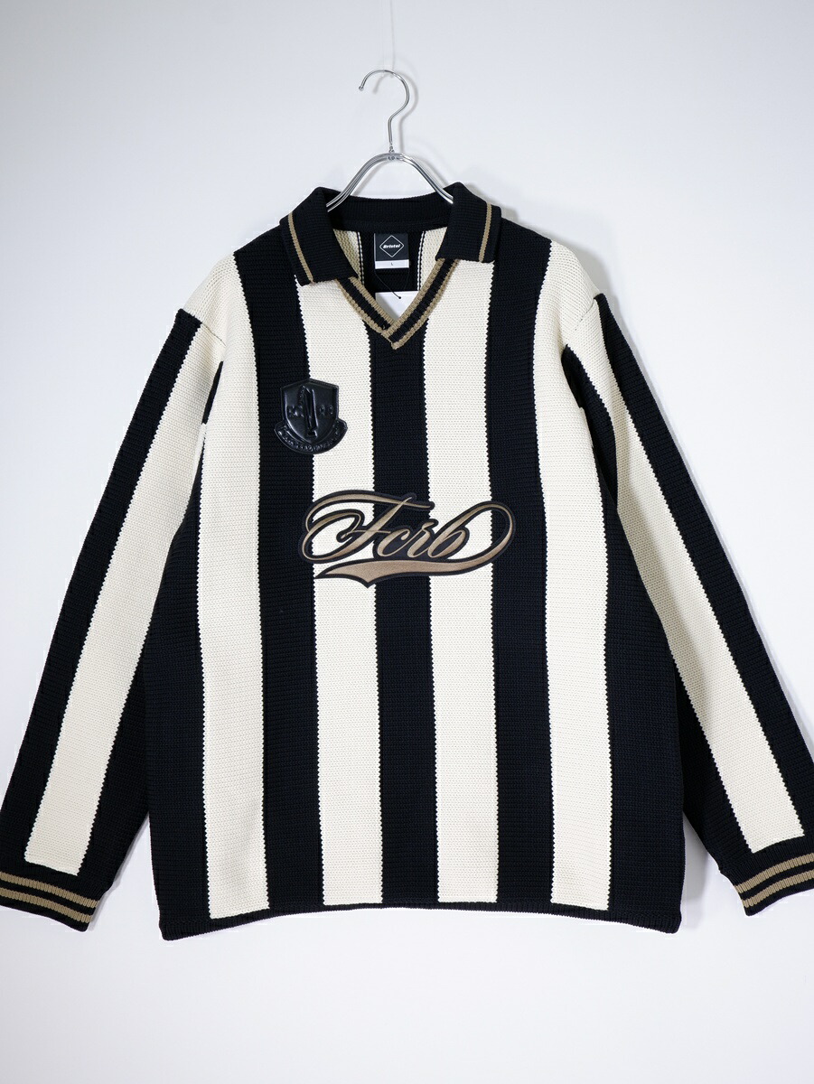 FCRBエフシーアールビーF.C.R.B. 2025AW STRIPE KNIT SHIRT ストライプ ニットシャツFCRB-252086新品【MKNA80895】【BLACK】【L】【未使用】【沖縄.離島以外 送料無料】【DM260127】