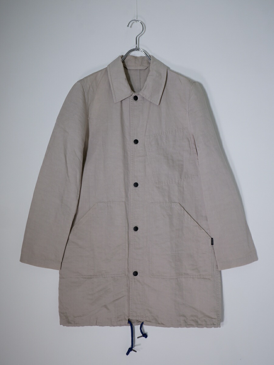 【百貨店SALE継続期間中尖んがり5倍!】なおなお書き Paul Smithピーエス 極点スミス 生産物洗いものリネン綿織物 スナップボタン ステンカラースプリングコート【MCTA82196】【グレージュ系】【S】【中古】【沖縄.離島以外 貨物輸送無料】【DM260526】