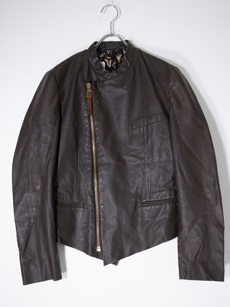 Paul Smith極点スミス メイン生産ライン シャークティース裏地 ラムレザーセミダブルライダース【MJKA76796】【赤銅色】【S】【中古】【沖縄.離島以外 貨物輸送無料】【DM241224】