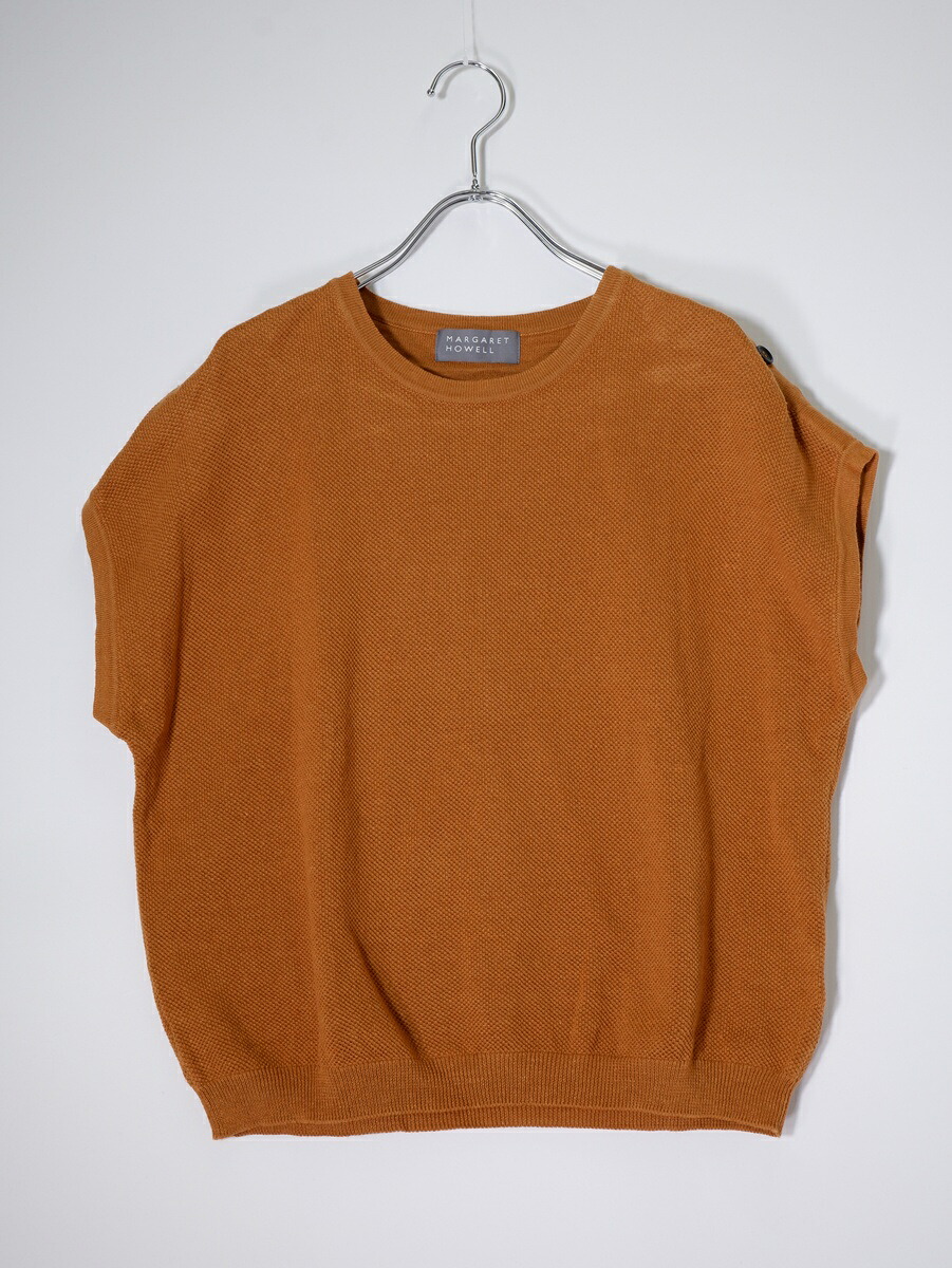 MARGARET HOWELLマーガレットハウエル 2024SS COTTON HEMP KNITコットンヘンプニットベスト【LKNA81197】【ブラウン系】【2】【中古】【沖縄.離島以外 送料無料】【DM260317】