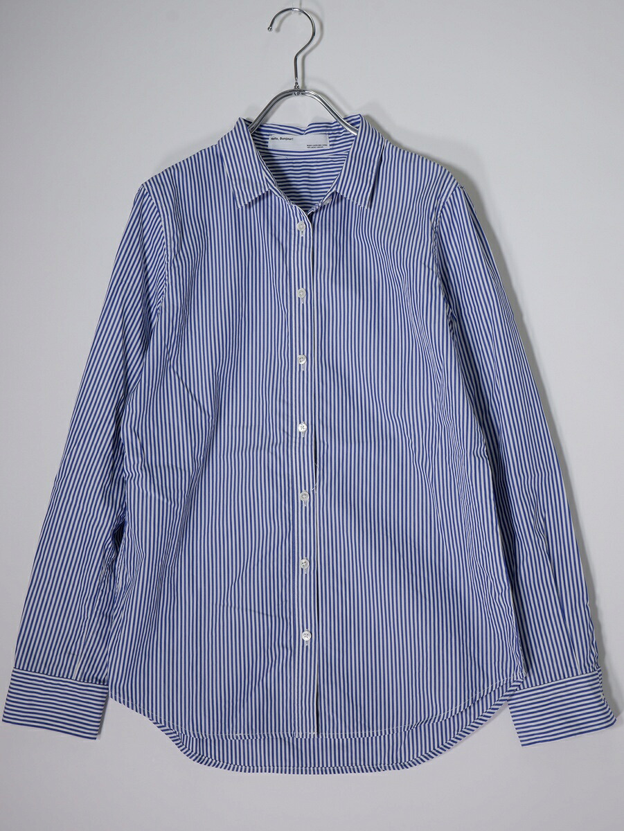 L'Appartementアパルトモン 2023SS THOMAS MASON Mini Collar Shirt(Stripe)ミニカラーシャツ ストライプ【LSHA80497】【ブルー】【34】【中古】【沖縄.離島以外 送料無料】【DM251223】