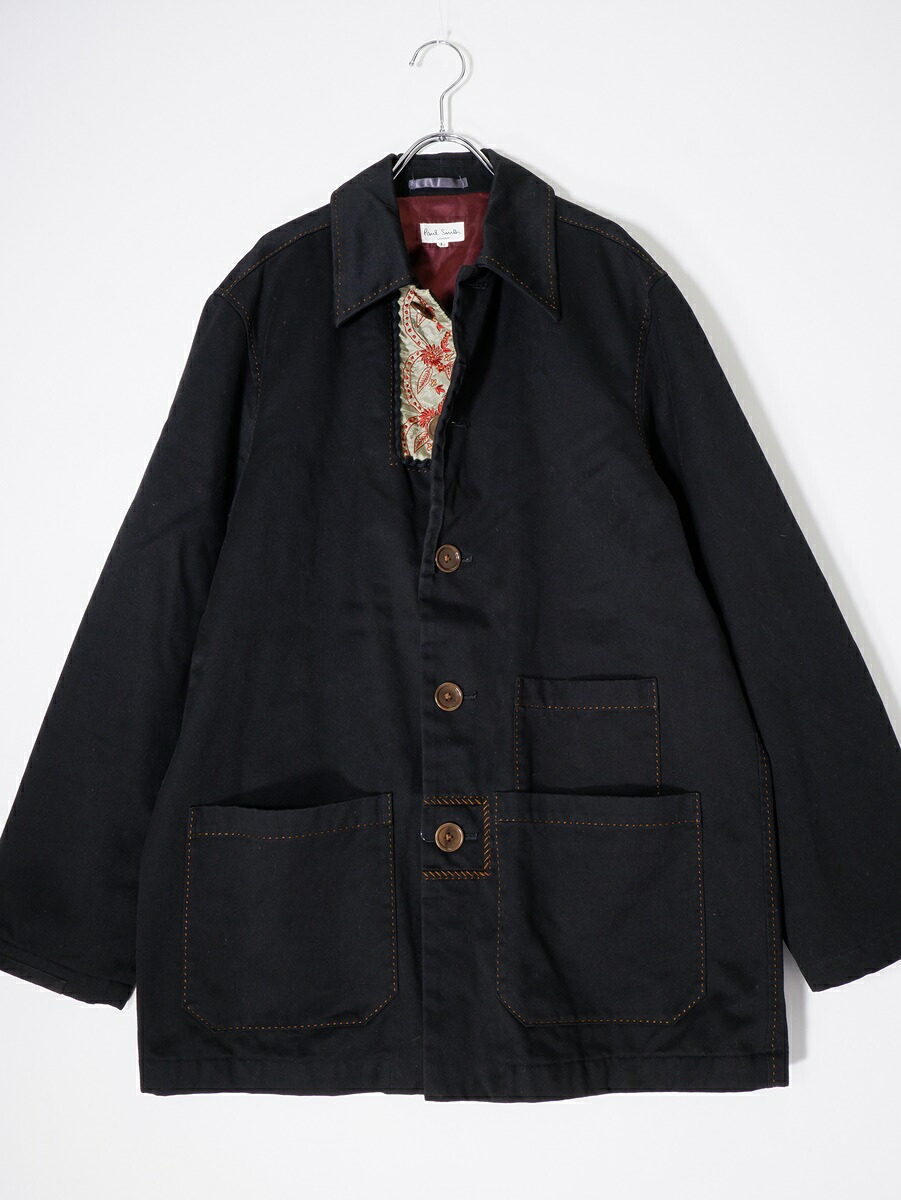 PAUL SMITH LONDONポールスミス ロンドン フラワー花刺繍 ハンドステッチカバーオールジャケット ハーフコート【MJKA76297】【ブラック】【L】【中古】【沖縄.離島以外 送料無料】【DM241105】|ブランド古着の買取販売 渋谷FILT